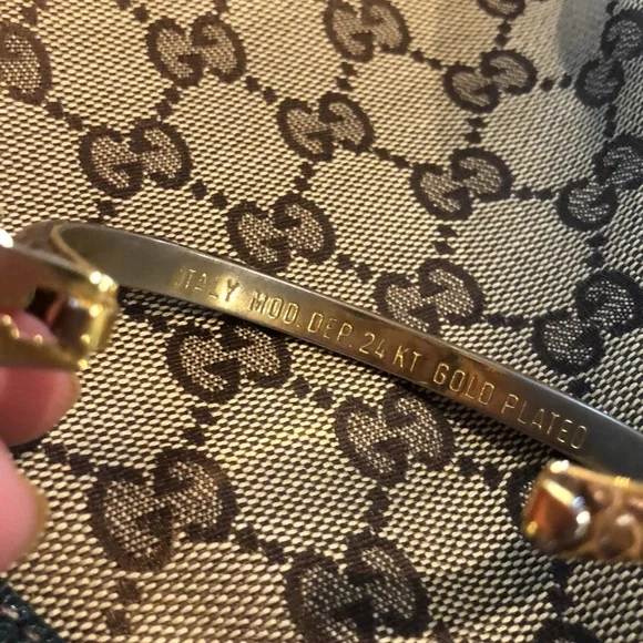 Vintage Gucci Gold GG Brown Snakeskin Bracelet - Picture 5 of 6